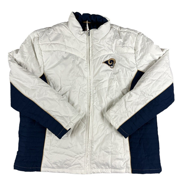 NFL Team Apparel Women's White Quilted‎ Los Angeles Ram's Jacket Size 4XL - Picture 1 of 7